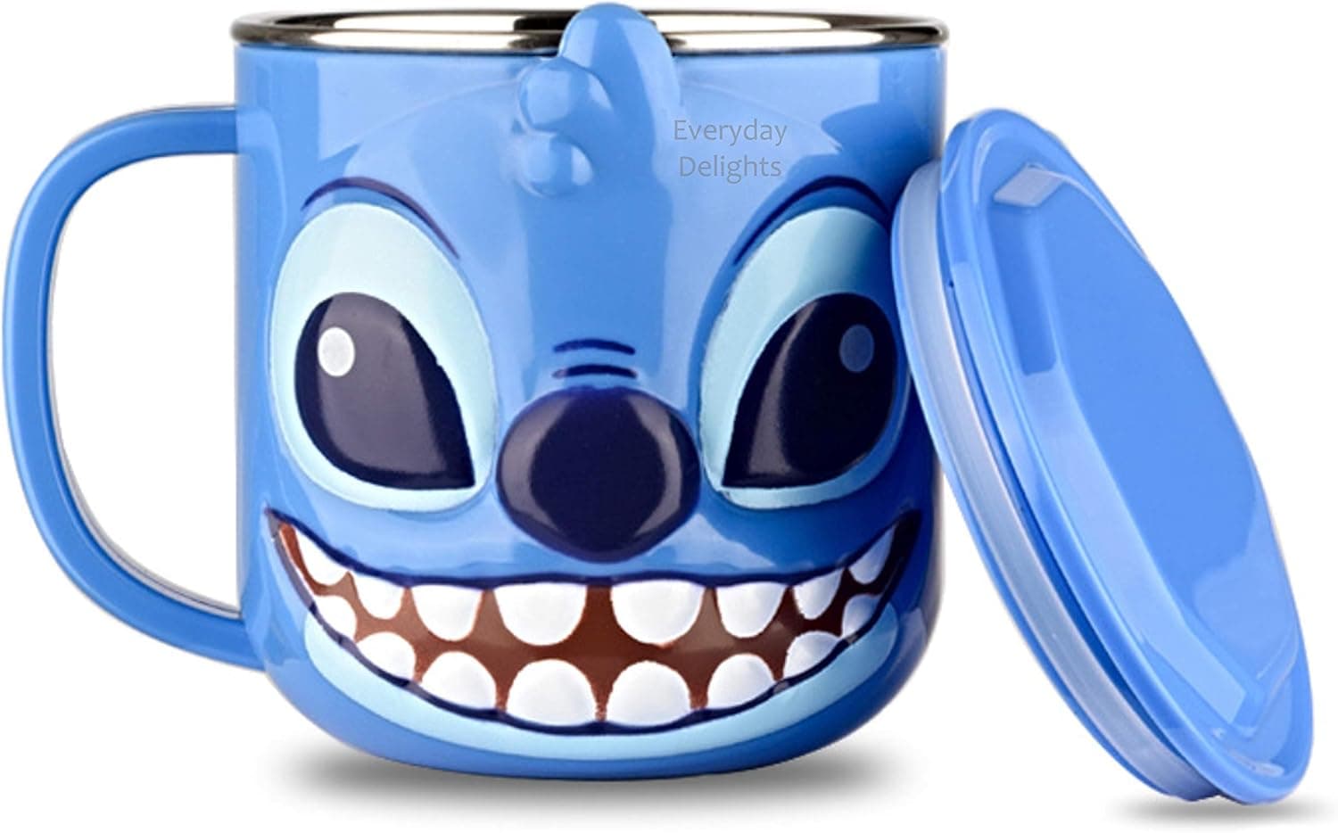 Everyday Delights 3D Stitch Blue Durable Stainless Steel Insulated Cup with Lid, 250ml