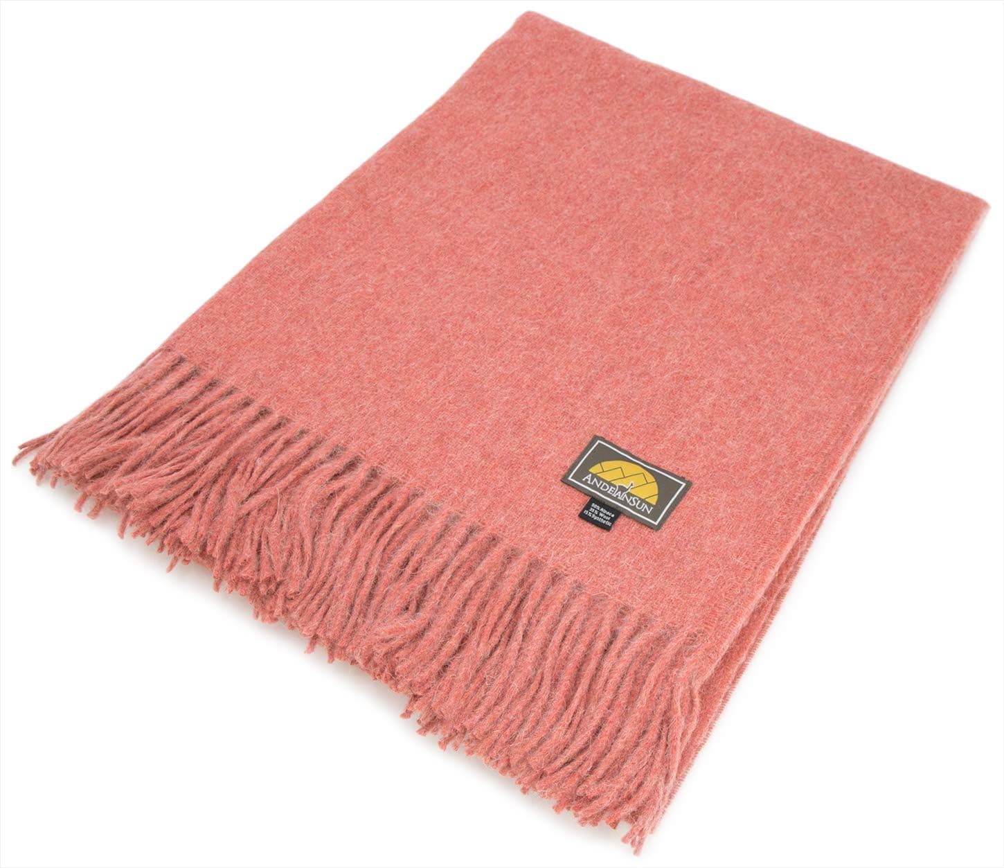 Authentic Alpaca Throw Blanket - Coziness Guaranteed by Alpaca’s Best Natural Thermal Management [Never Too Warm or Too Cold ] Premium Quality - Beautiful Classic [ Solid Color ] - Coral Red