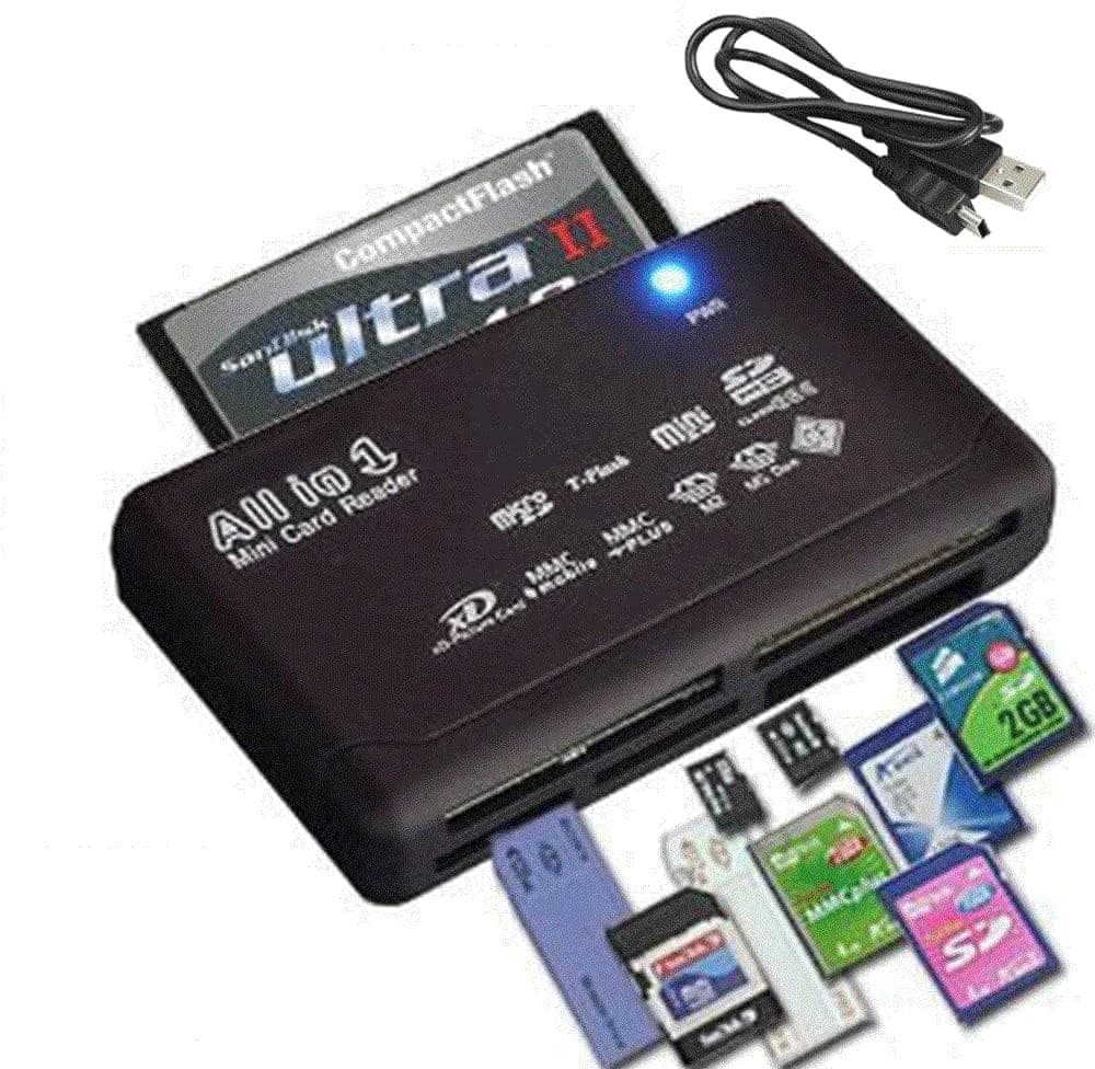 JORCEDI Mini 26-in-1 USB 2.0 High Speed Memory Card Reader for CF xD SD MS SDHC Black Stable Connectivity