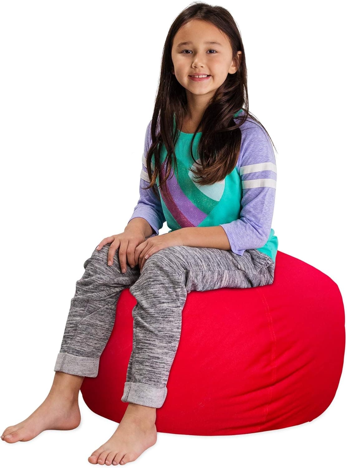 Posh Stuffable Kids Stuffed Animal Storage Bean Bag Chair Cover - Childrens Toy Organizer, Medium 27" - Solid Red