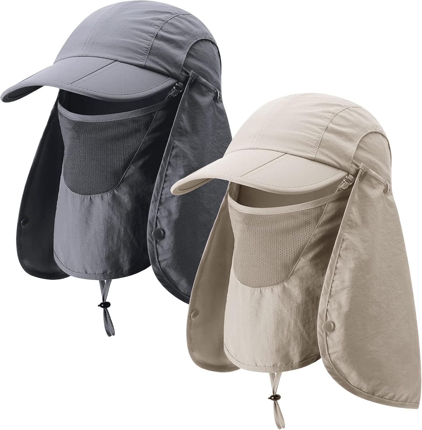 2 Pieces Sun Neck Cap Fishing Sun Protection Hat Detachable Face Neck Flap Hat