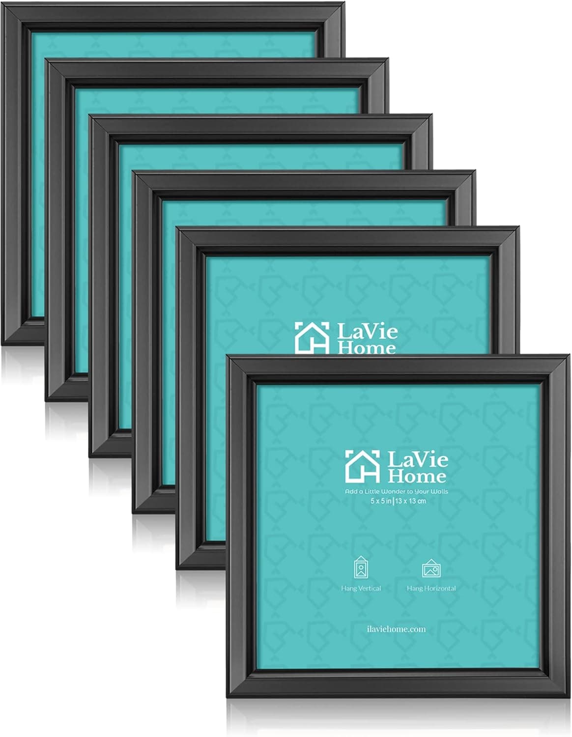 LaVie Home 5x5 Picture Frames (6 Packs, Black) Simple Designed Photo Frame with High Definition Glass for Wall Mount & Table Top Display, Set of 6 Classic Collection