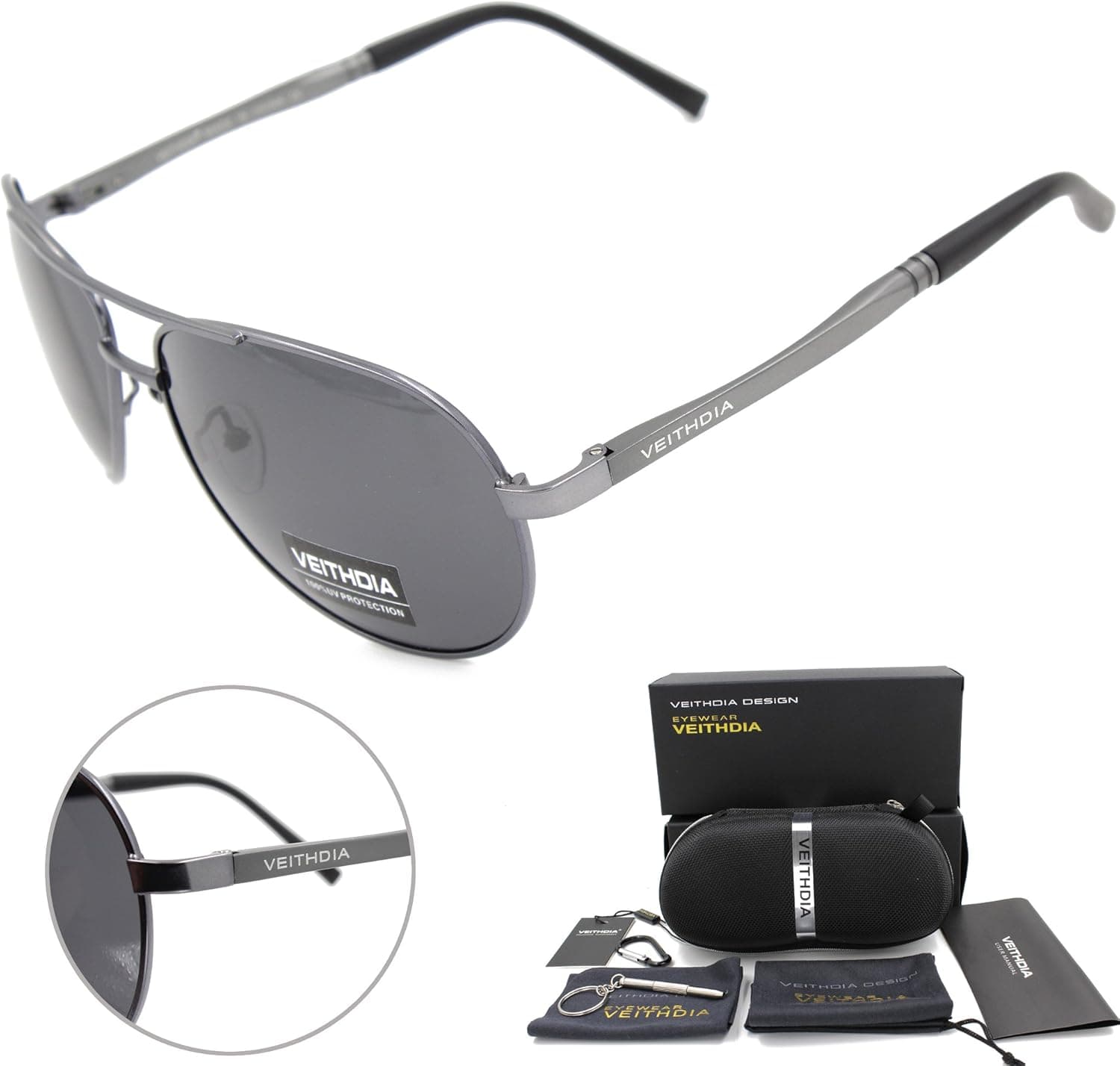 VEITHDIA 2015 New Fashion Aviator UV400 Polarized Sunglasses 100% UV protection