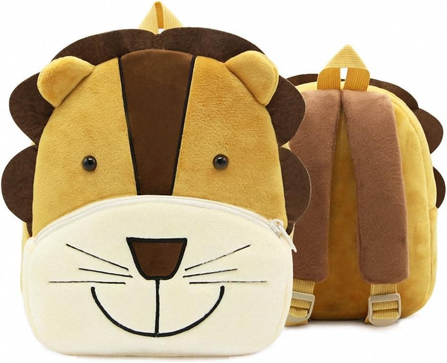 New Toddler’s Backpack,Toddler’s Mini School Bags Cartoon Cute Animal Plush Backpack for Kids Age 1-4 Years (Lion)