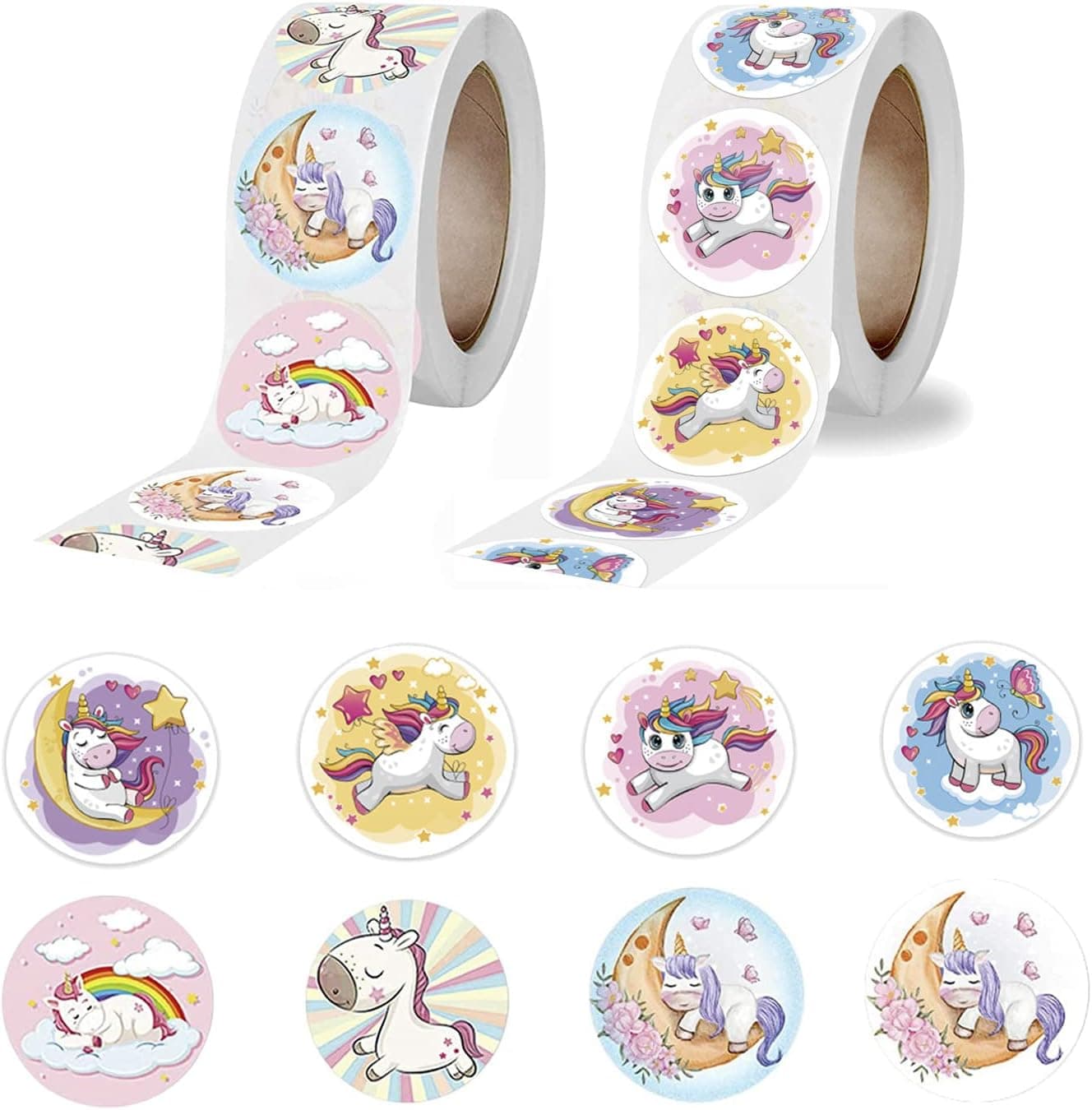 1000 Pieces Unicorn Stickers for Kids, Cute Unicorn Label Stickers DIY Stickers, 1 inch Self Adhesive Decoration Stickers for School Birthday Party Gift Bag Decoration (8 Style)