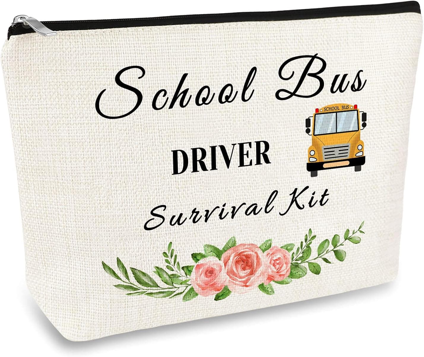 School Bus Driver Gift Makeup Bag Bus Driver Appreciation Gift Thank You Gift Cosmetics Bag Birthday Thanksgiving Gift for School Bus Driver Teacher Travel Cosmetic Pouch Toiletry Bag