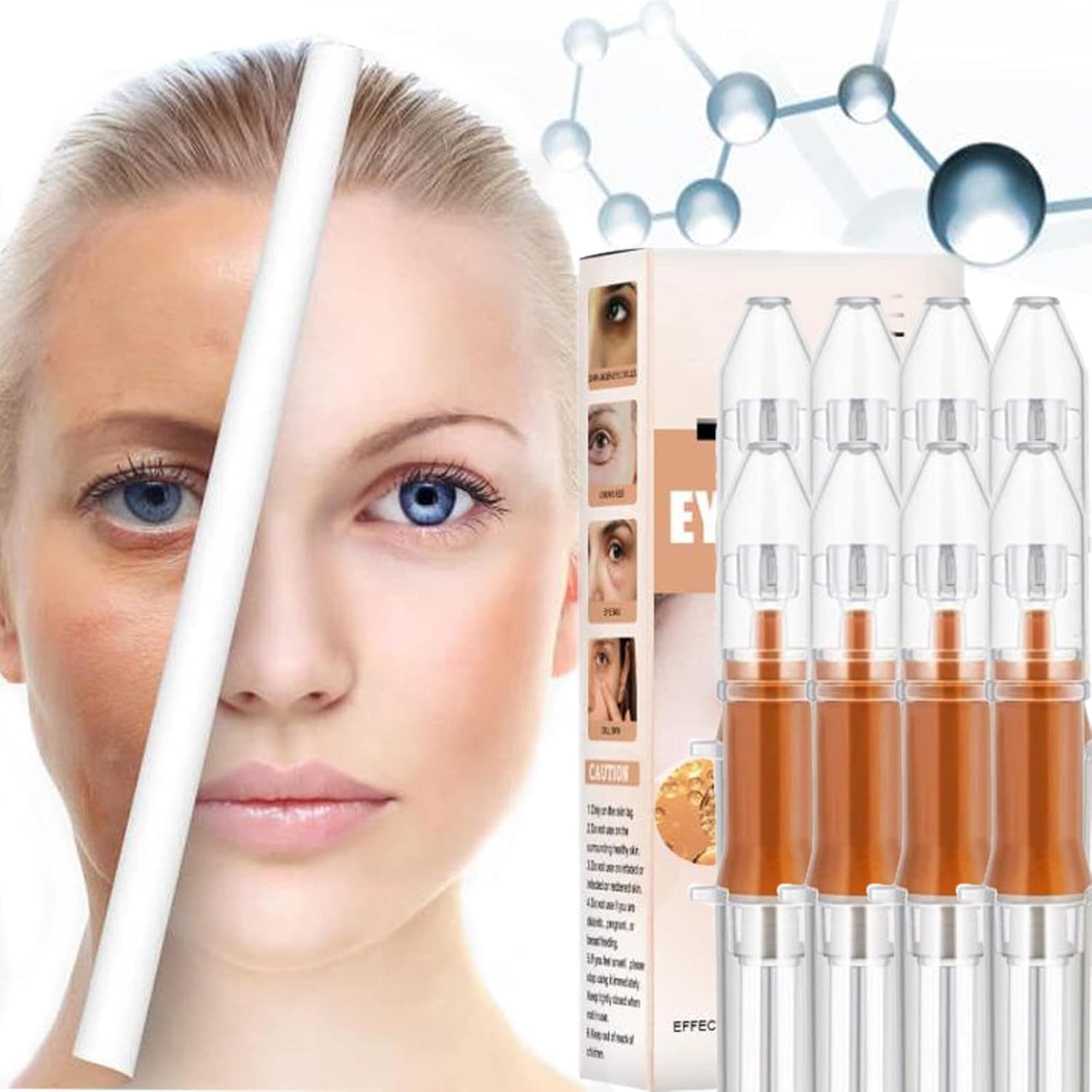 HXSS 1 Min Eyes Beauty Serum - 1 Minute Eye Beauty Serum, 2/4/6/8 Pcs Rapidly Reducing Eye Cream for Dark Circles and Puffiness (8 Pcs)