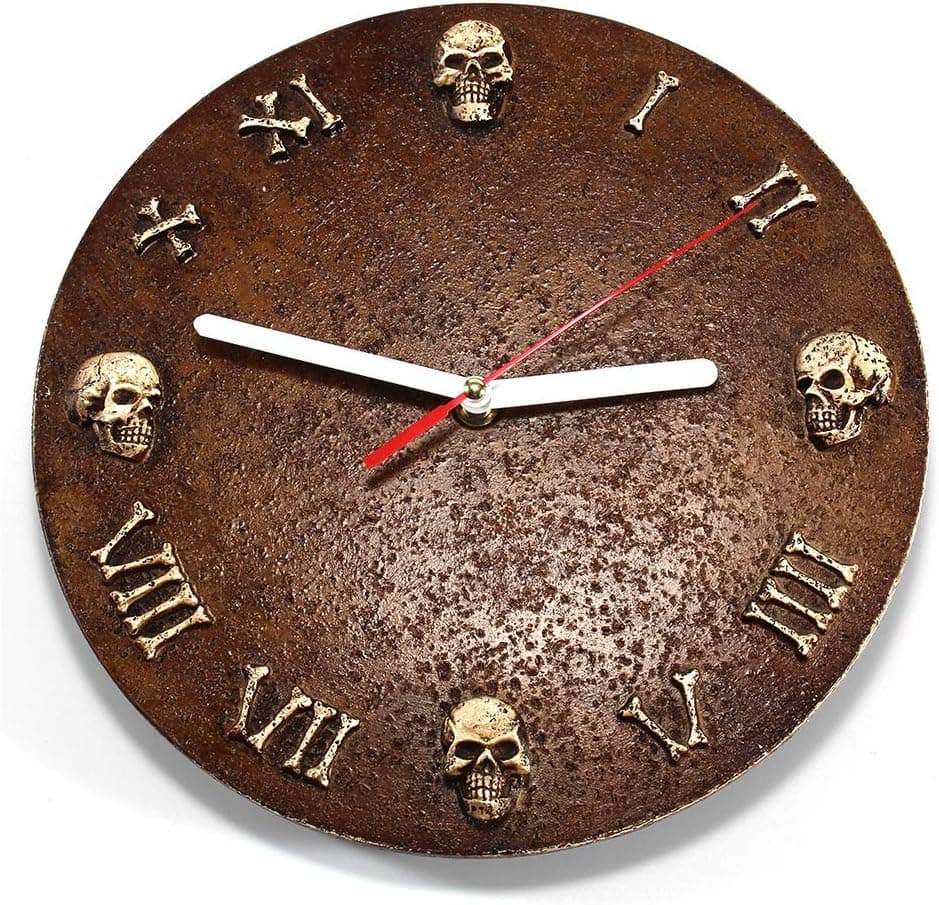 Creative Retro Skeleton Wall Clock Decoration Circular Wall Clock Art Wall Mounted Personality Clock Pointer Abstract Decorate Battery Operated for Home Dector