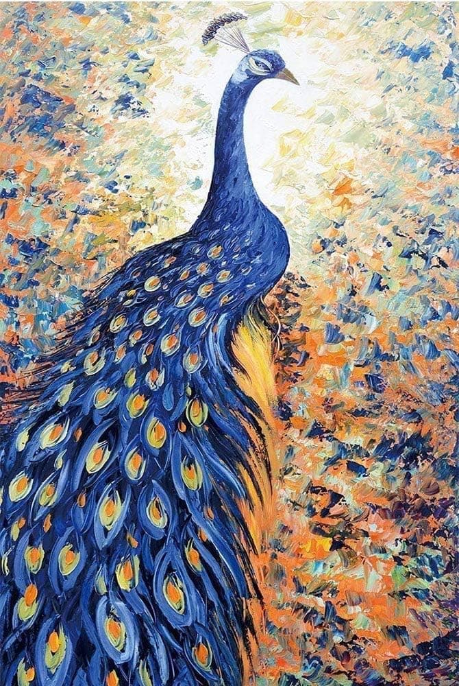 Jigsaw Puzzles,HANDSKIT 1000 Pieces Elegant Peacock Blue Peacock Tail Puzzle Art Collectible Decoration Education Toy Puzzle Game for Kids and Adults