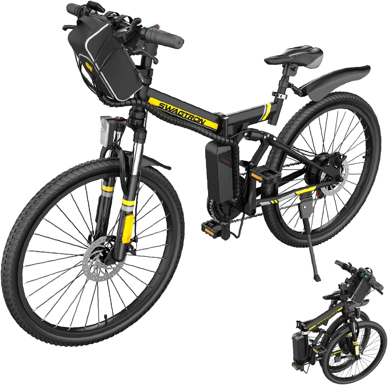 EB15 Viper Folding Off-Road Electric Mountain Bike, 26” All-Terrain Electric Bike for City Cruising & Trail Riding, Brushless 350W Motor, Removable Battery, Full Dual Suspension, Shimano 21 Gears