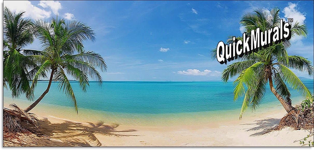Coconut Beach Panoramic CANVAS Peel & Stick Wall Mural 96in Wide x 42in High