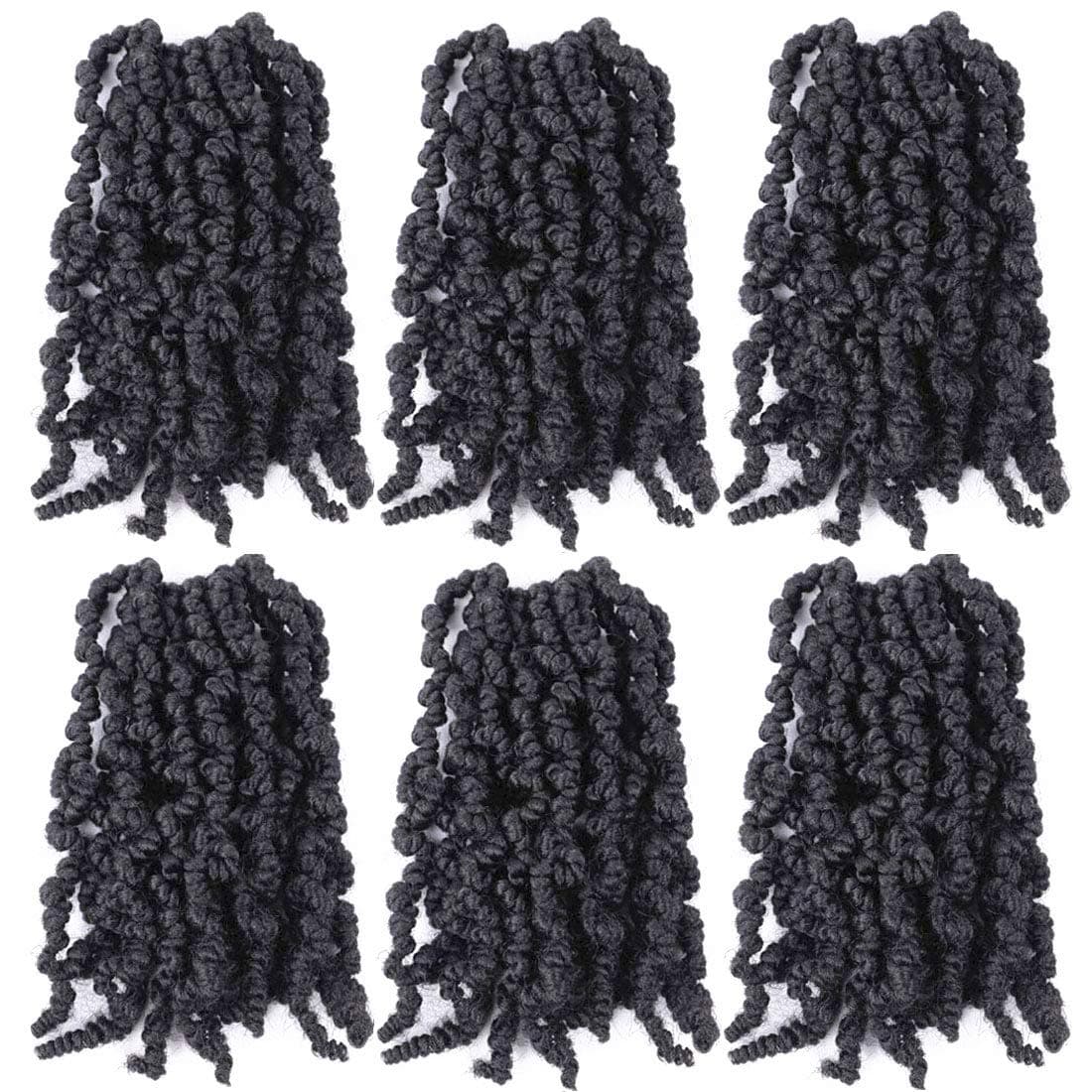 6 Pack Pre-twisted Spring Twist Crochet Hair 10 Inch Bomb Twist Crochet Braids 15 Roots/Pack Crochet Fluffy Twist Hair Extensions (10 Inch, 4)