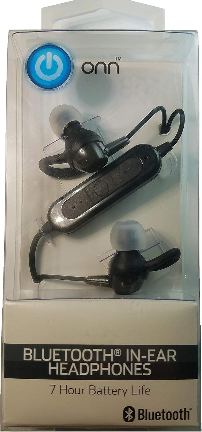 ONN Bluetooth 7 Hour Battery Life in-Ear Headphones with Built-in Microphone