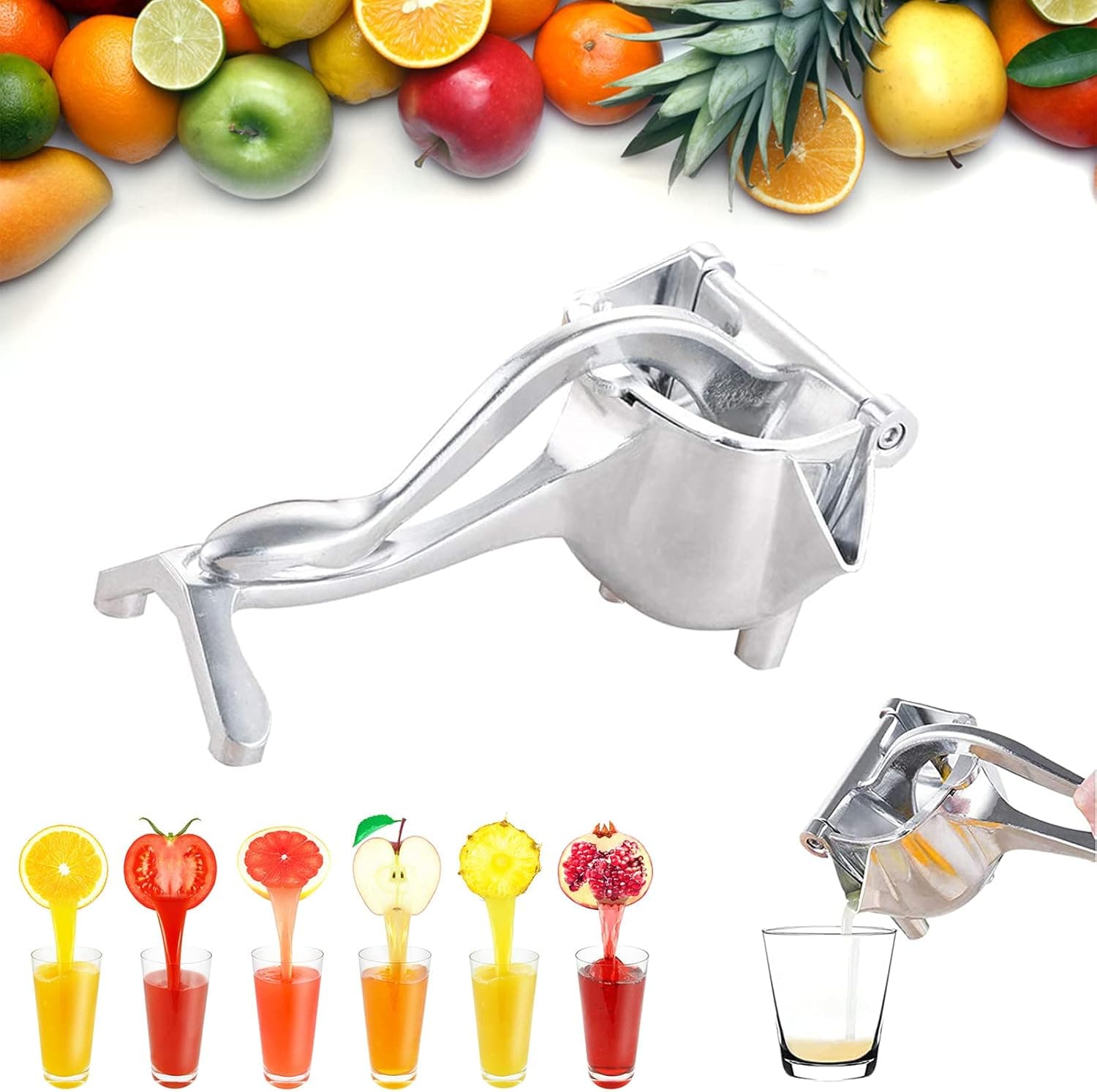 Alloy Lemon Squeezer Manual Juicer Stainless Steel Lemon Orange Juicer Heavy Duty Hand Press Fruit Juicer Extractor Fruit and Vegetable Juicer (1 PACK)
