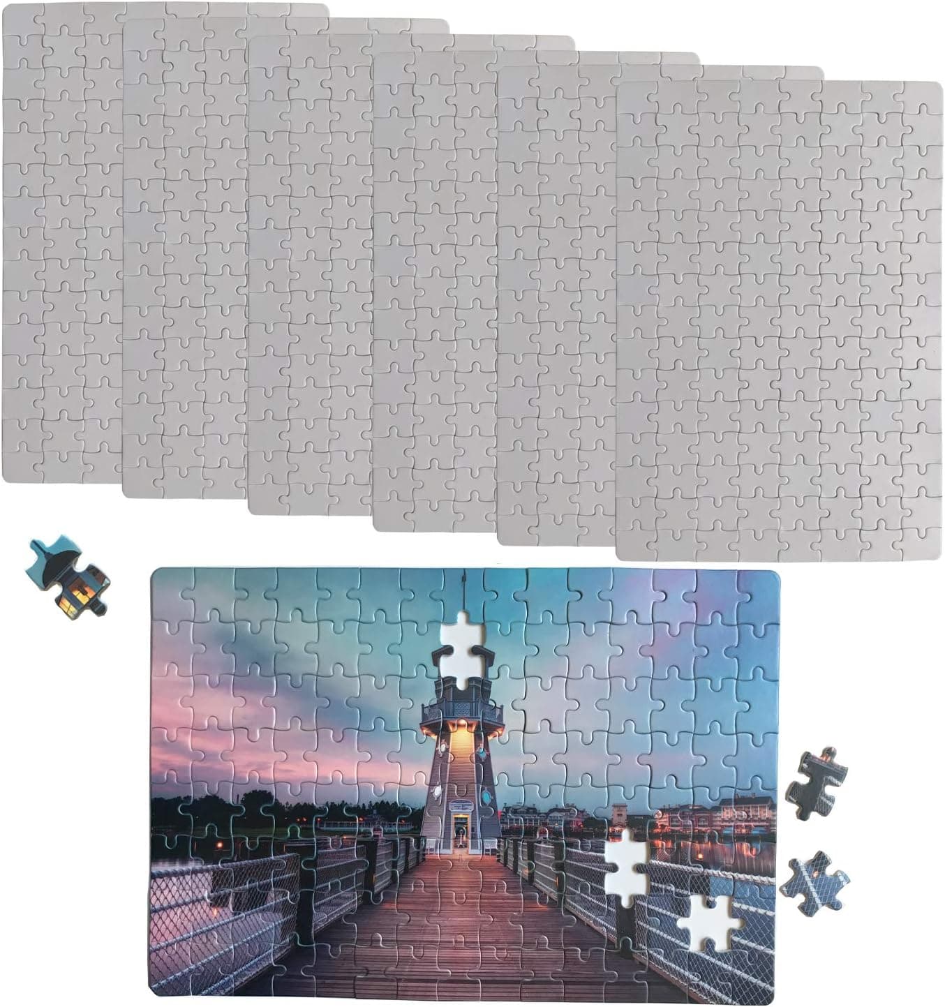 6 Pack Sublimation Puzzle Blanks 120-Pieces DIY Heat Press Transfer Crafts Puzzles Personalized Photo Printing Puzzle 7.9X11.6 inches