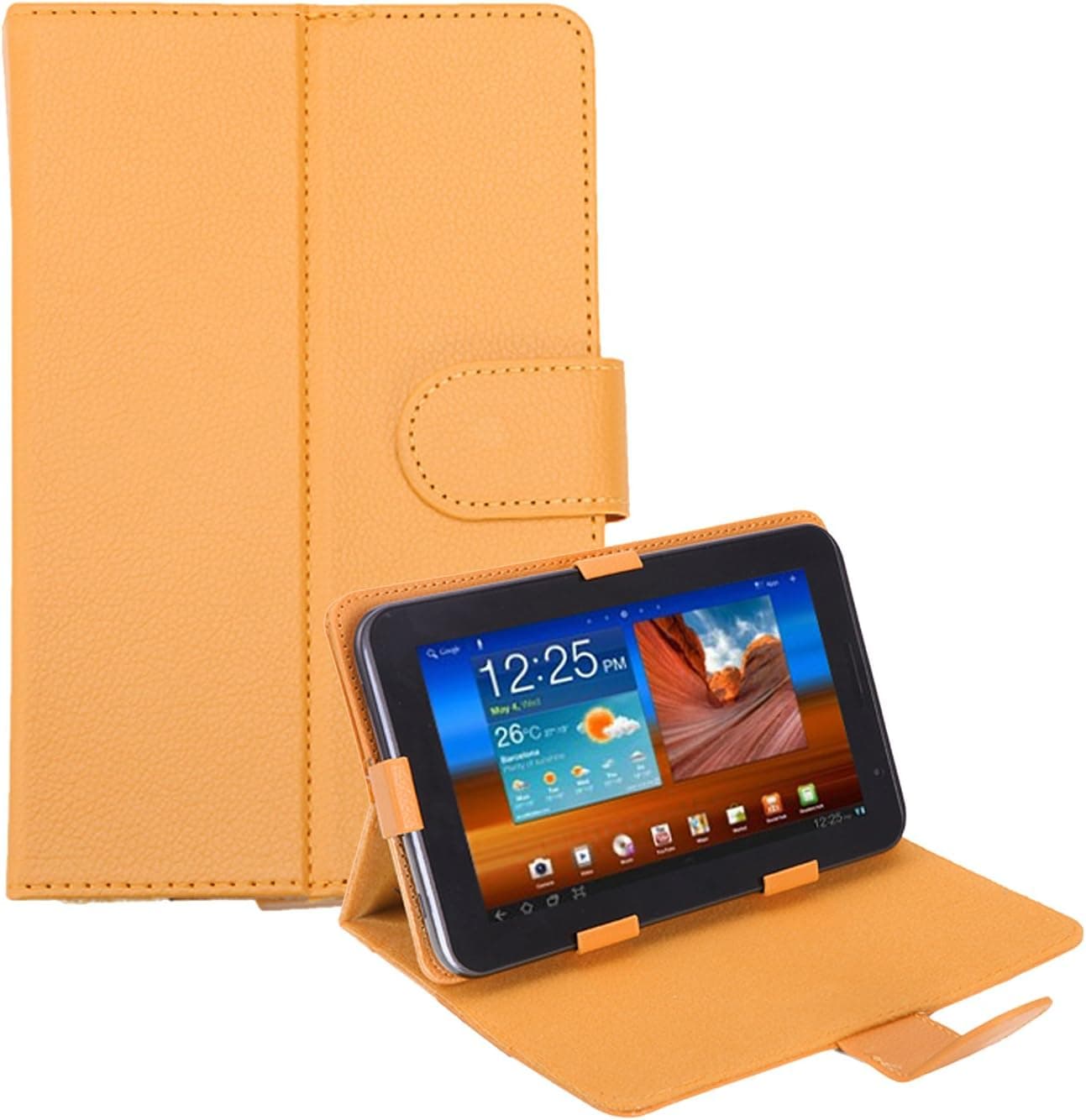 HDE Universal 7" Leather Tablet Case Cover Protective Folding Folio Stand (Yellow)