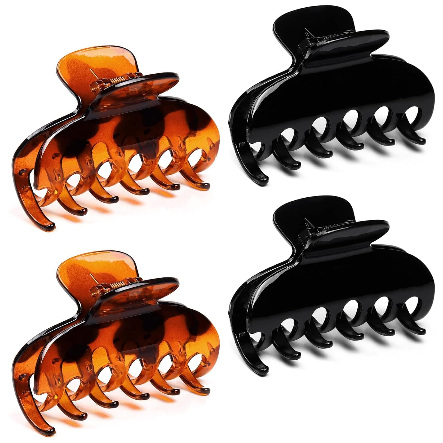 Vsiopy 3.5 Inch Strong Hold Hair Claw Clips for Women Hair Accessories for Thick Thin Hair Nonslip Big Tortoise Hair Clips, 2 Color Available (4 Packs)