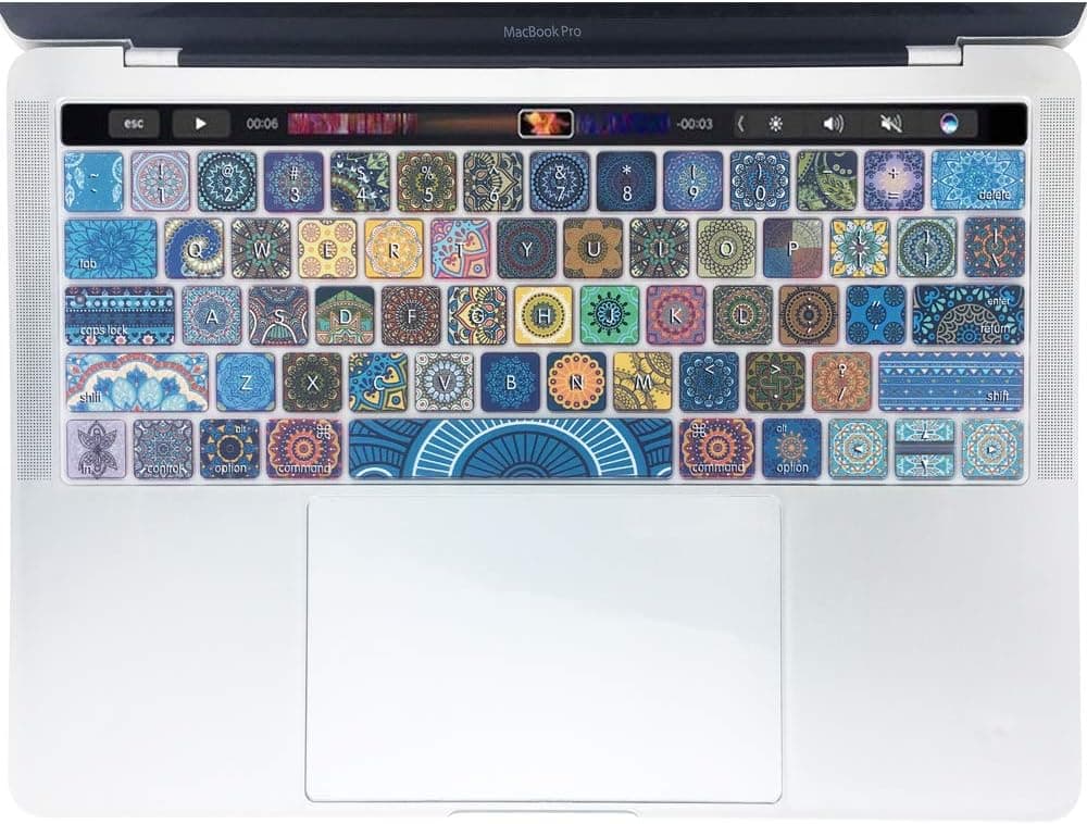 SANFORIN Keyboard Cover for MacBook Pro 13 and 15 Inch with Touch Bar (Model: A2159, A1989, A1990, A1706, A1707), Silicone Skin Protector with Individuality Design, Bohemian