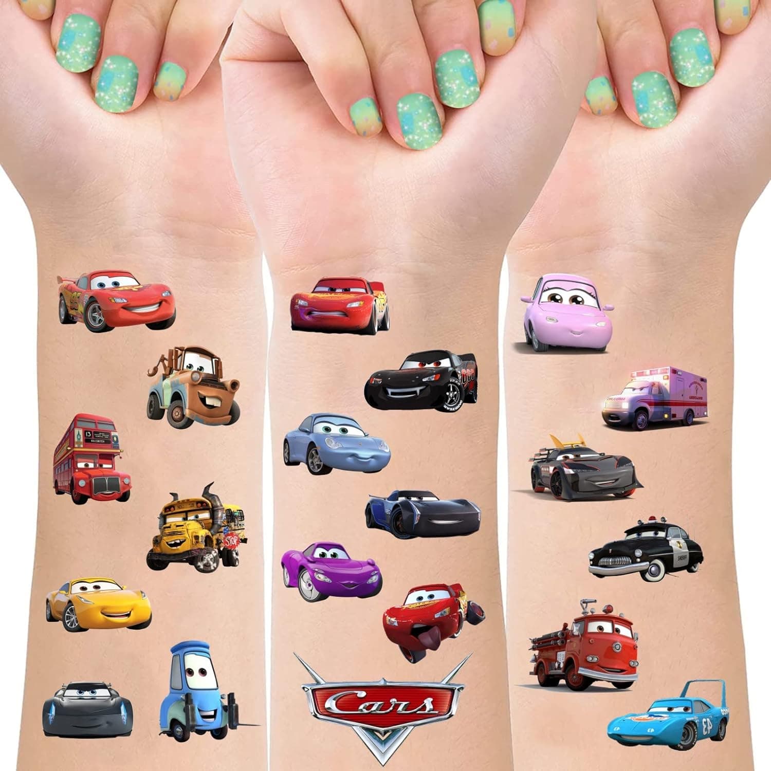 8 Sheets Lightning Mcqueen Temporary Tattoos Stickers for Kids, Race Cars Toys Party Favors for Lightning Mcqueen Birthday Party Supplies Decorations