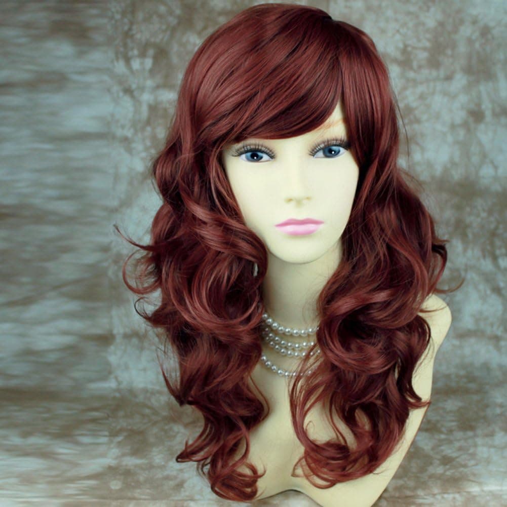 New Stunning Copper Red Curly Wavy Long Ladies Wigs