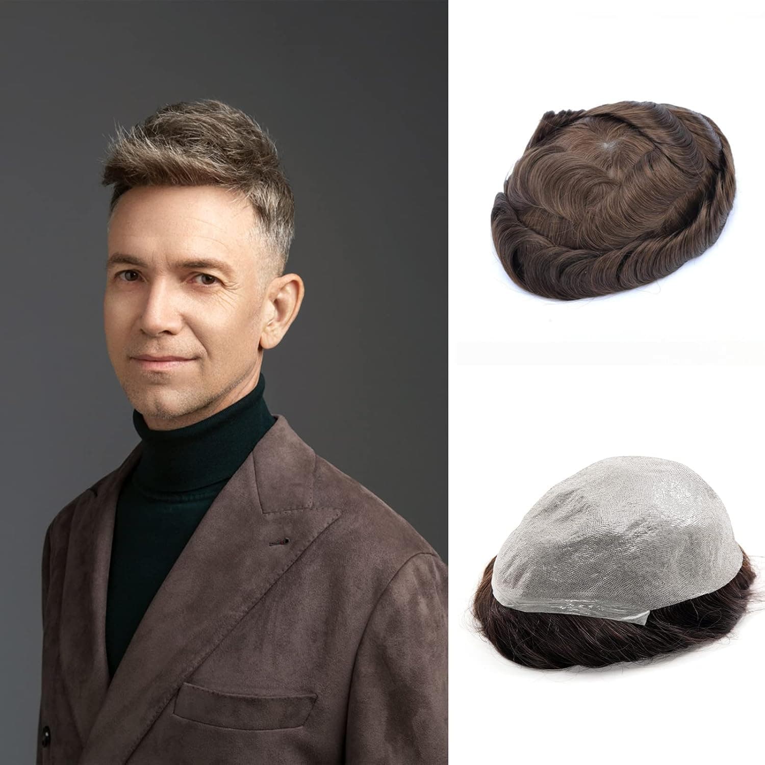 Goodyard Mirage Toupee for Men | 0.04-0.06mm Full Super Thin Skin Base Hair System (#4)