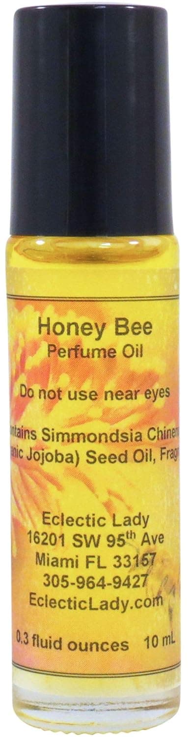 Honey Bee Perfume Oil, 0.3 Oz Portable Roll-On Fragrance with Long-Lasting Scent, Delightful Essential Oils and Jojoba Oil For Daily Use