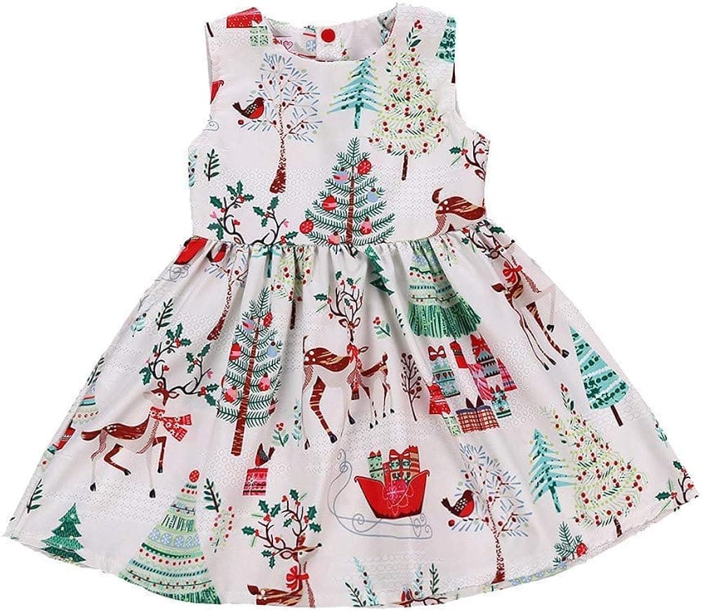 Toddler Baby Girls Christmas Day Dress Kid Baby Girls Ruffle Long Sleeve Tops Baby Girl Skirt Outfit Set