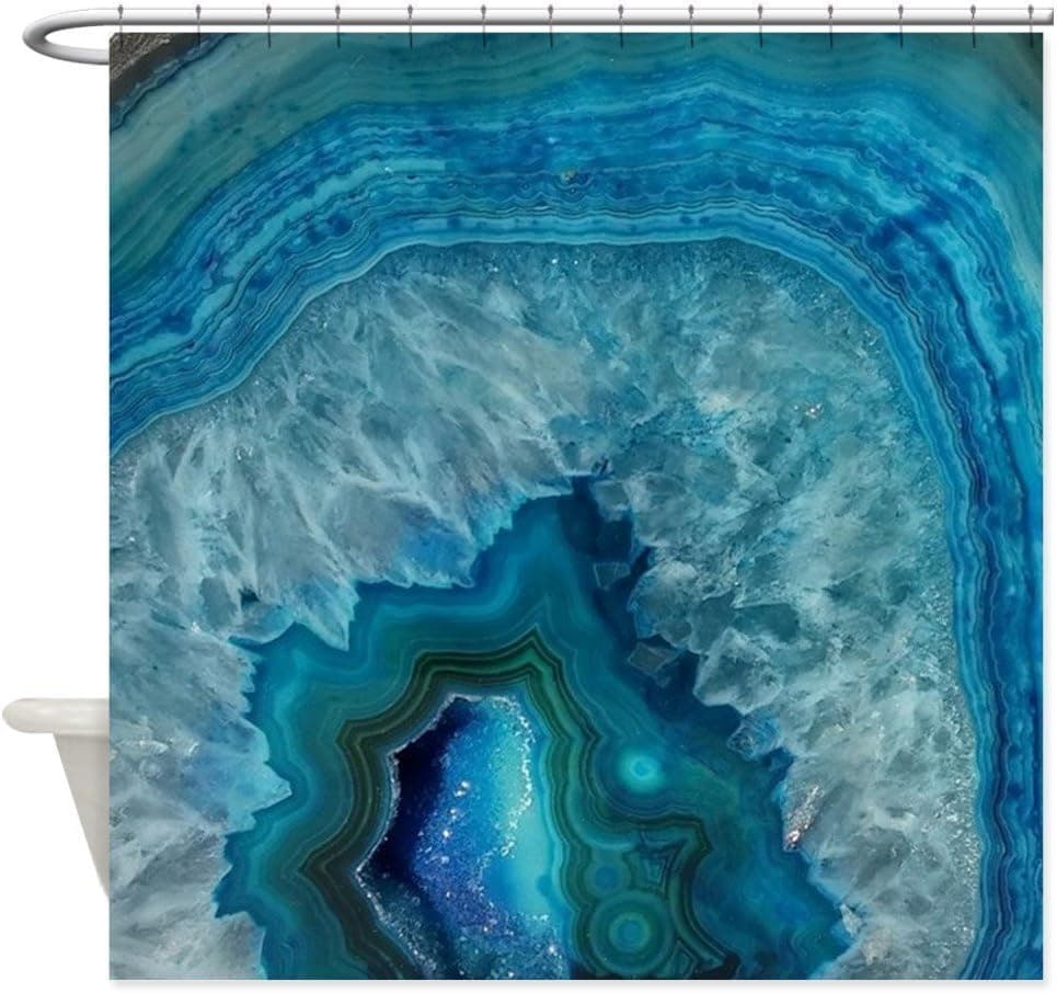 Crystal Emotion Blue Wild Symbol Marble Waterproof Bathroom Fabric Shower Curtain Bath Curtain 36x72inch Small Stall Size