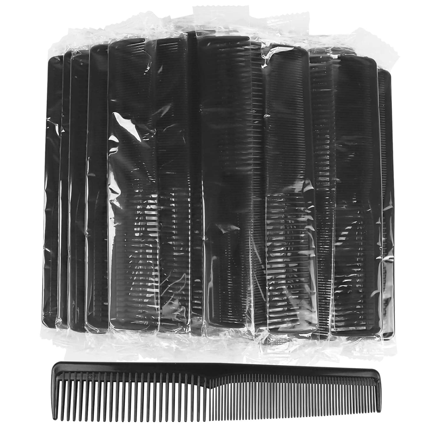 Combs in Bulk Individually Wrapped, Sturdy Combs in Bulk, 100 Pack Combs Bulk, Double Tooth Hair Pocket Comb, Bulk Combs for Homeless , Charity, Care Pack (100 pack Black)