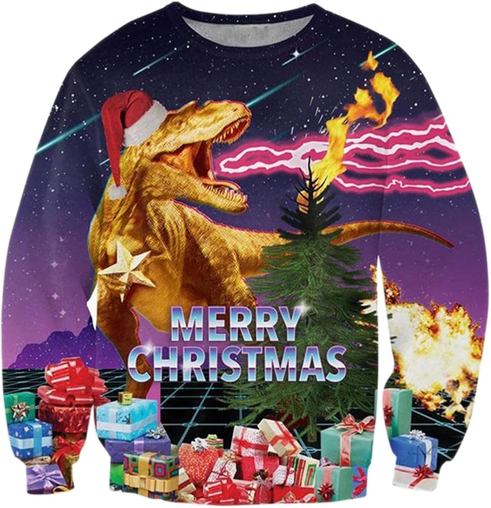 Goodstoworld Mens/Womens Ugliest Christmas Sweatshirt 3D Unique Hilarious Graphic Pullover Shirt S-4XL