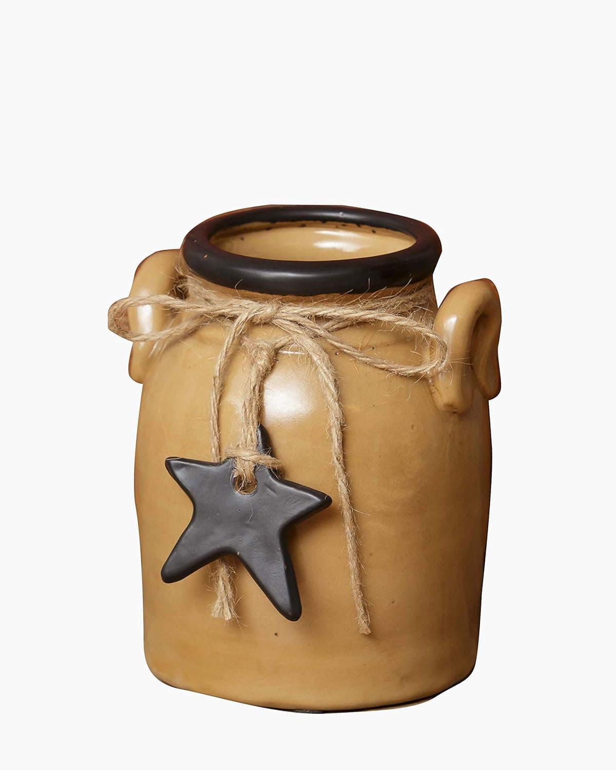 Your Heart's Delight Primitive Star Small Mouth Crock Jar w/Handles, Multi