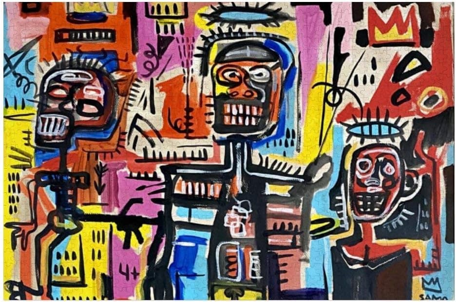 Basquiat Street Graffito Chief Mixed Media Wooden Jigsaw Puzzles 1000 Piece for Adults & Teen Painting Patterned Creative Home Decor Gift