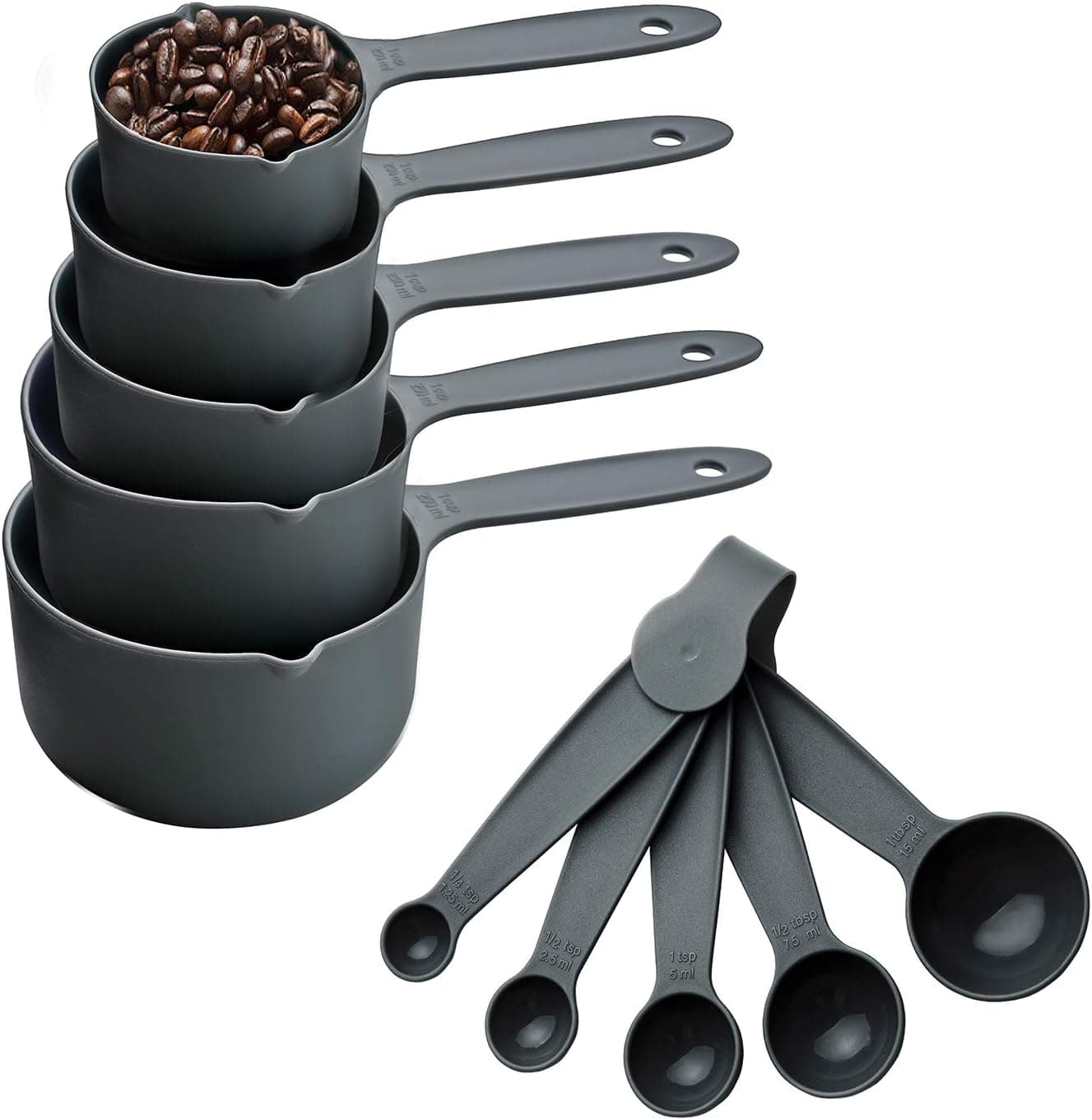 Measuring Cups and Measuring Spoons – FDA Safety Material Measuring Set with Spout,BPA free and Dishwasher Safe,for Kitchen Cooking Baking Measuring Tools (Set of 10)