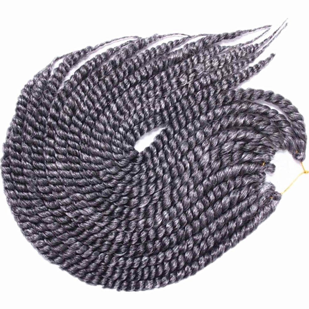 Havana Mambo Twist Crochet Ombre Color Braiding Hair Extensions(12inch 5pcs, Black+Grey)