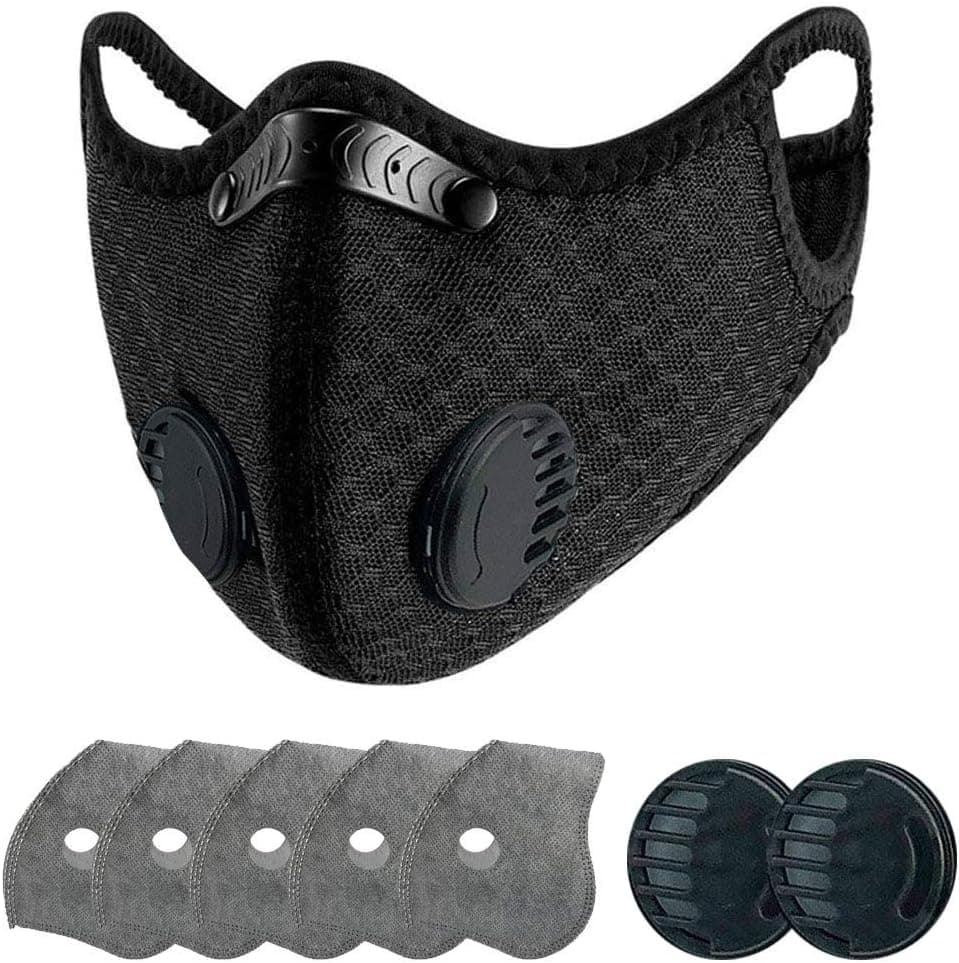 Reusable, Washable Nylon Dust Face Mask with 5 Pcs Filters,2 Spare Breathing Valve(Medium Size)