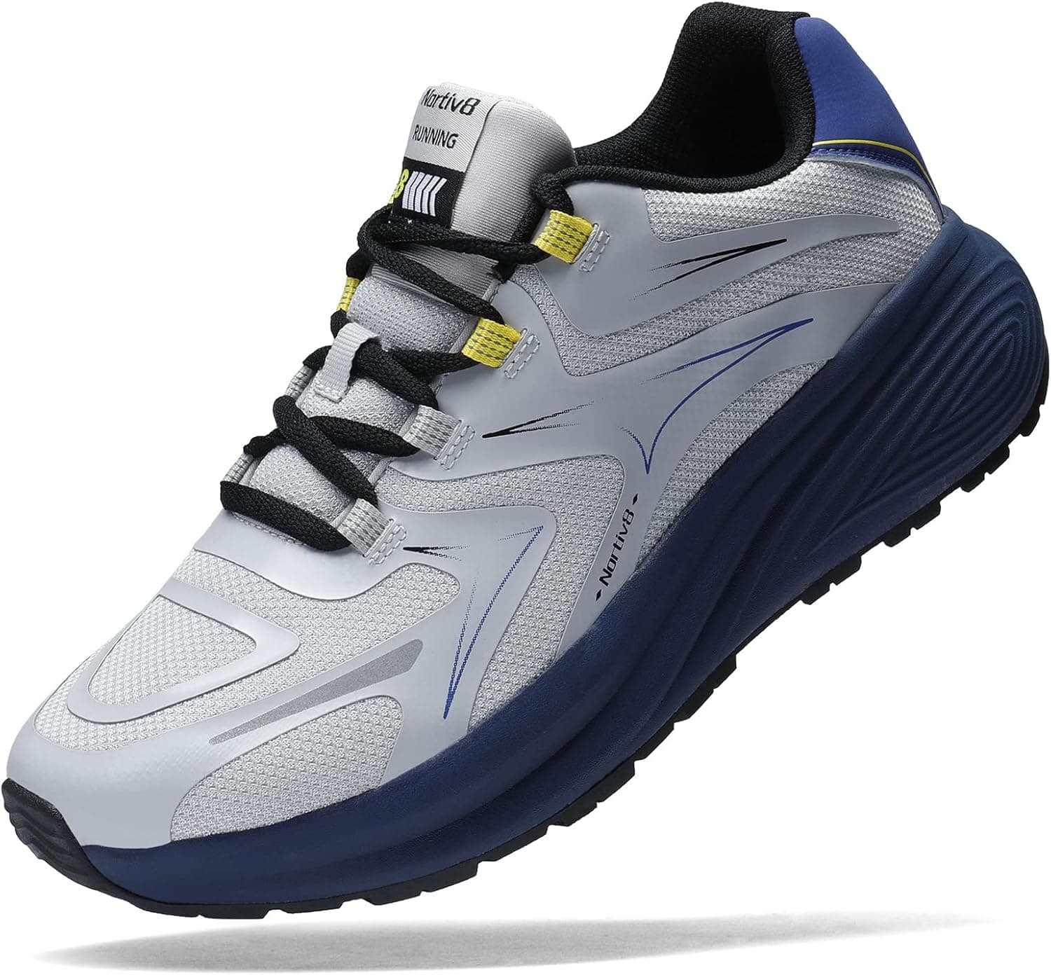 NORTIV 8 Men's Cushioned Trail Running Shoes Rubber Sole Non Slip Lightweight Lace Up Walking Shoe
