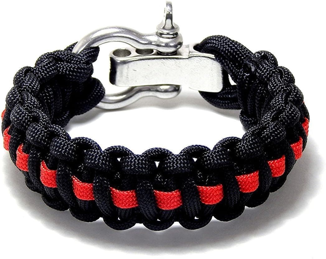 Thin Red Line Paracord 550 Support Our Firefighters Adjustable Stainless Steel Shackle