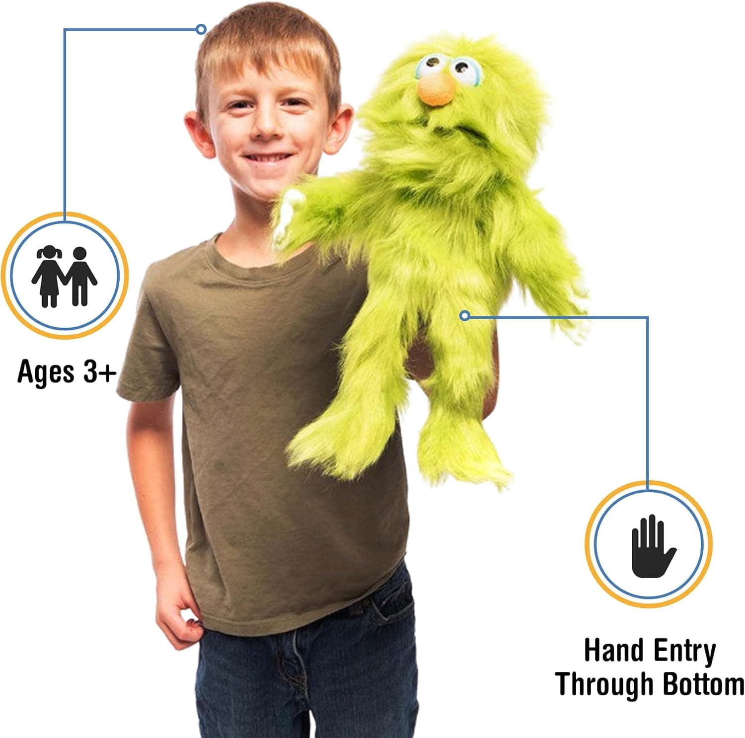 14" Green Monster, Hand Puppet