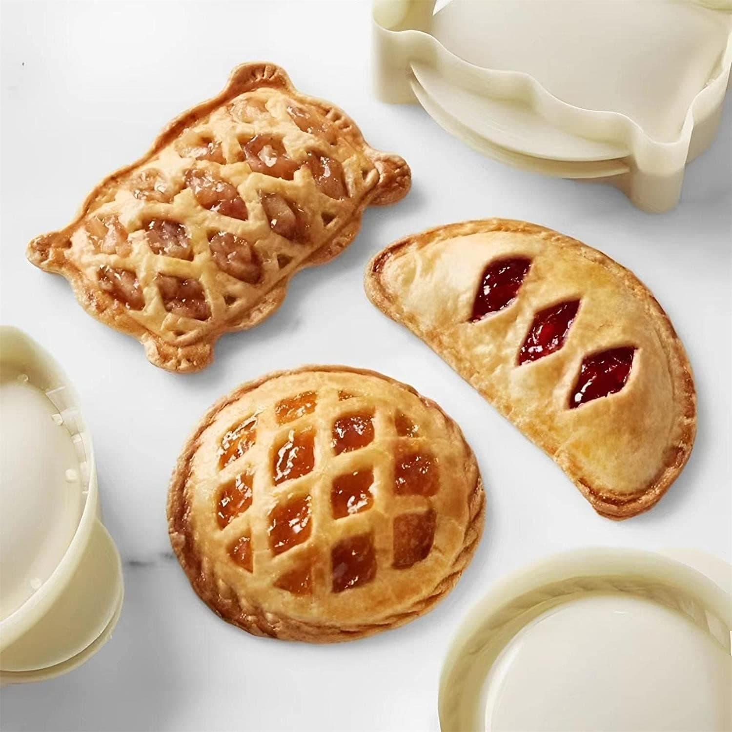 3Pack Classic Mini Molds, One Press Autumn Cottage Molds,Fall Hand Set of 3,Dough Presser Pocket for Halloween Christmas.