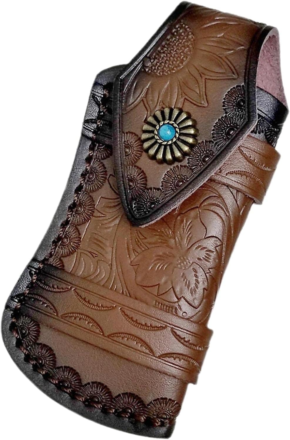 COHOMELARS Knife Sheath for 4''-4.5'' Folding Pocket Knife,Horizontally Carry Leather Knife Pouch,Leather Knife Case Belt Loop,Leather Knife Snap Holder Dark Brown