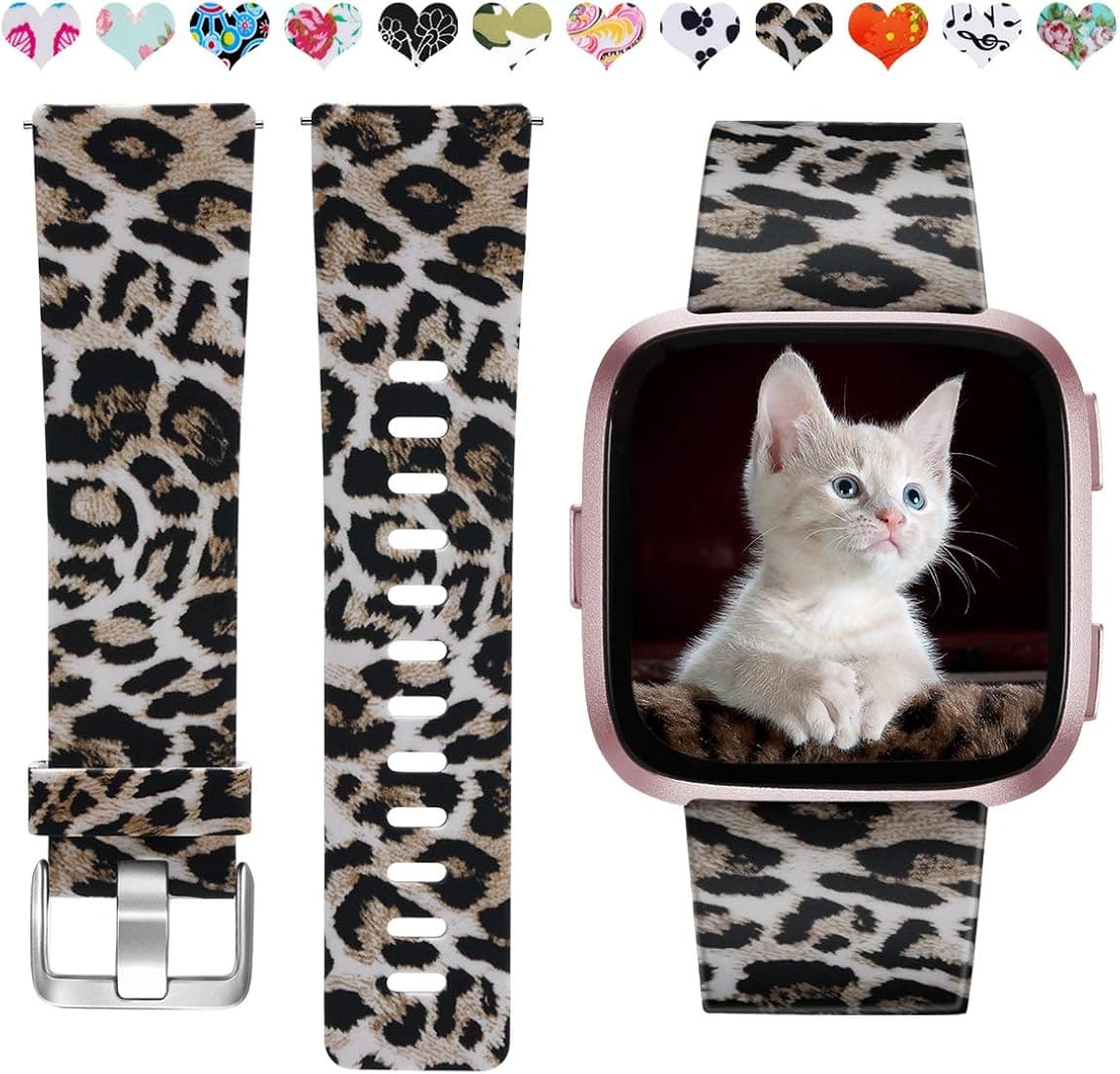 Maledan Compatible with Fitbit Versa 2/Versa Lite SE/Versa Bands for Women Men, Fadeless Pattern Band Printed Floral Strap Replacement for Fitbit Versa Smart Watch Family