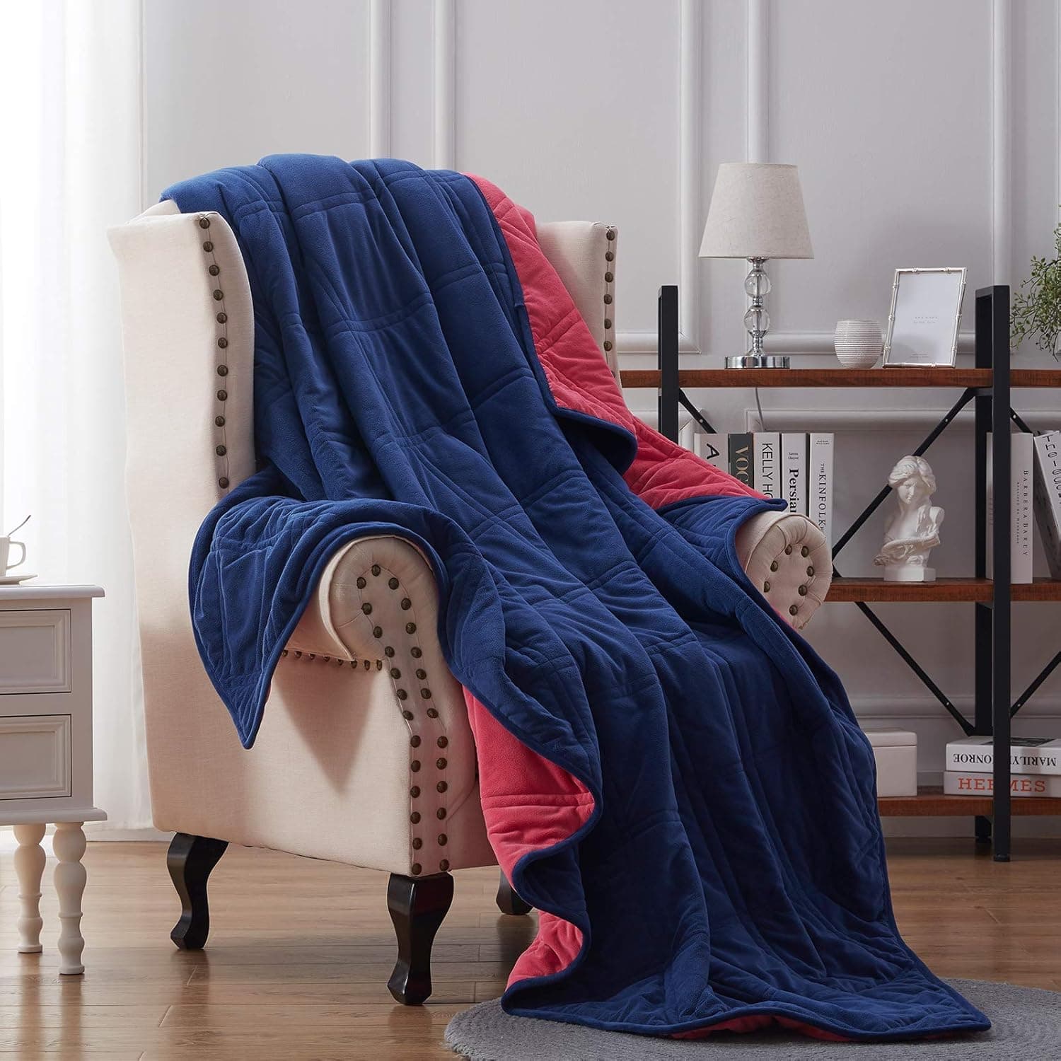 NexHome Blanket Fleece Blanket Soft Blanket Microfiber Twin Queen King Size Plush Throw Blankets for Couch Fuzzy Blanket All Season Sofa Bed Blanket Warm and Cozy Pink (Blue/Rose Red, 50"*60" Throw)