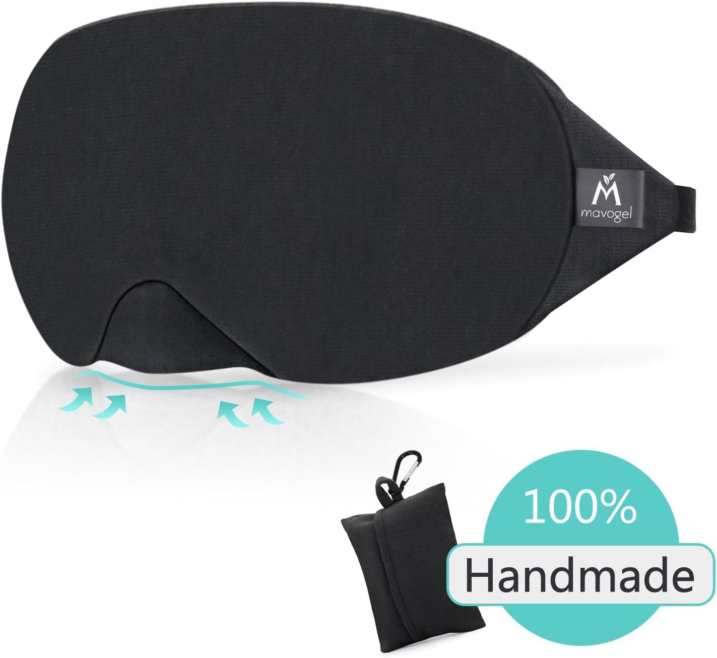 Cotton Sleep Eye Mask - Light Blocking Sleep Mask, Comfortable & Lightweight Sleeping Mask, Super Soft Travel Eye Mask, Travel Pouch, No Pressure on Eyes, Great for Sleeping/Traveling/Nap (Black)