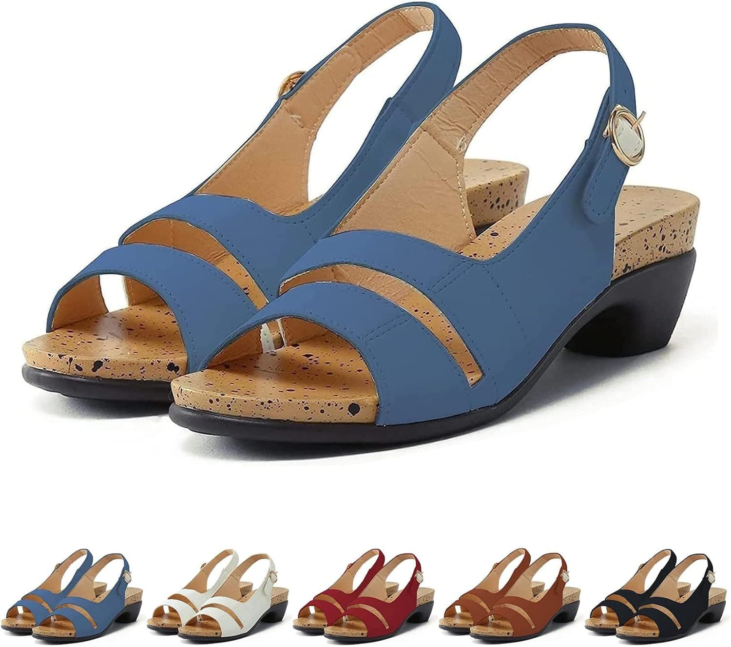 DENGWANG Libiyi Comfy Orthotic Sandals, Libiyi Sandals, Women's Ultra-Comfy Breathable Sandals, Orthotic Sandals for Women (6.5/7,Blue)