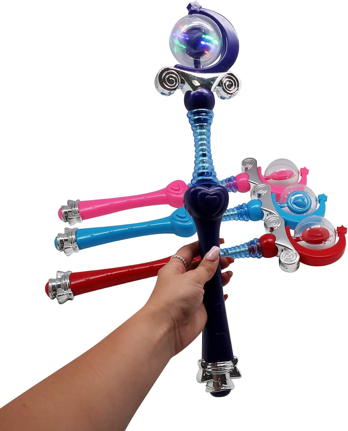 Forest & Twelfth Kids Prince & Princess Wands for Boys and Girls, Fun Multi-Color Spinning Crystal Ball 18" Wand with Sounds and Lights, Ideal Gift for Birthday and Holidays (Purple)