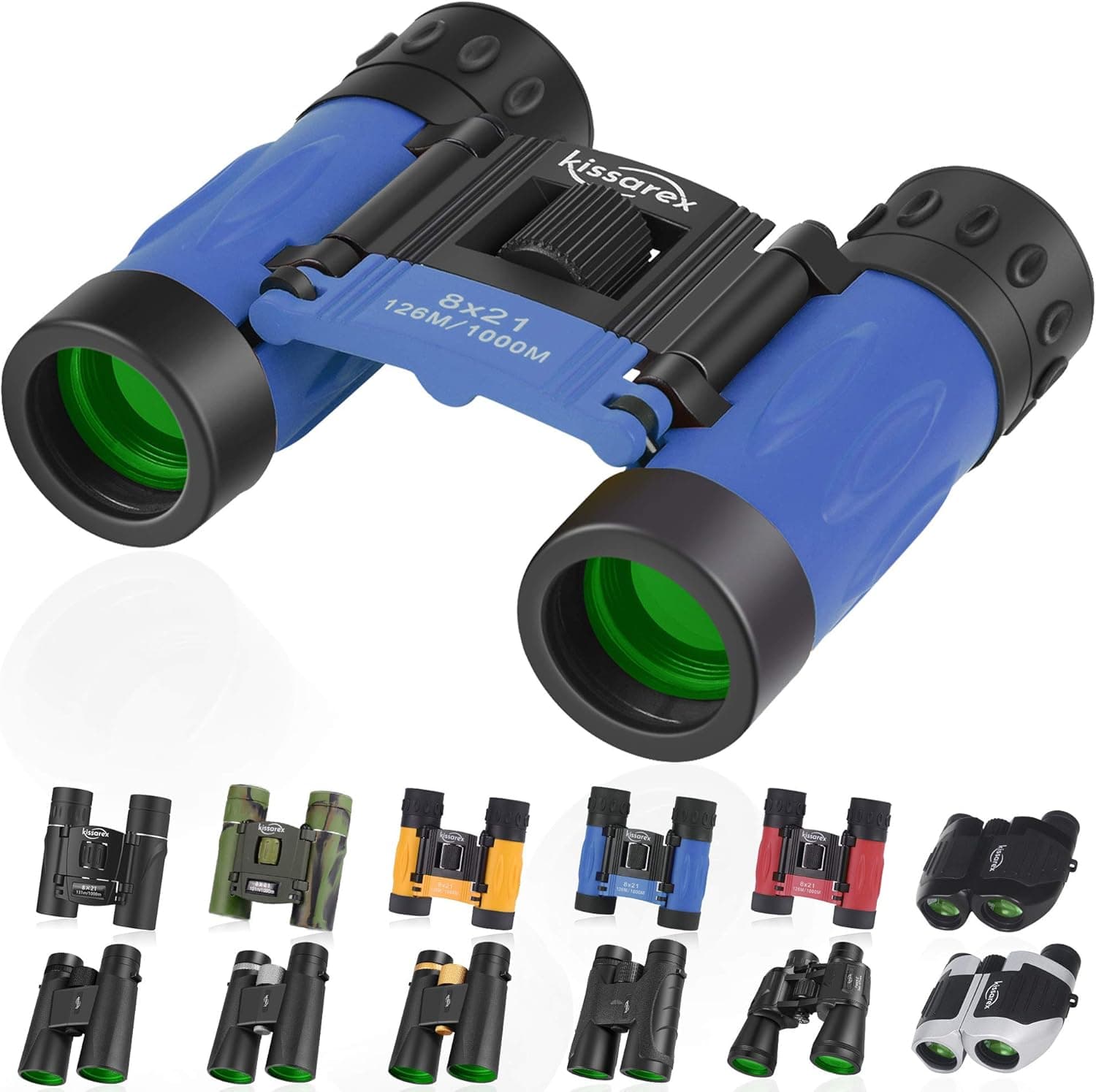 Kissarex Adults Compact Travel Binoculars: 8x21 Mini Small Size Lightweight Best Outdoor Theatre Tactical Hiking Kids Concert Sports Camping Low-Light Night Vision Waterproof