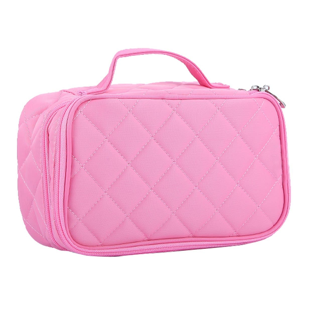 HOYOFO Double-Sided Cosmetic Pouch Bag for Travel Makeup Brush Organizer Makeup Bag, Big Size (Pink)