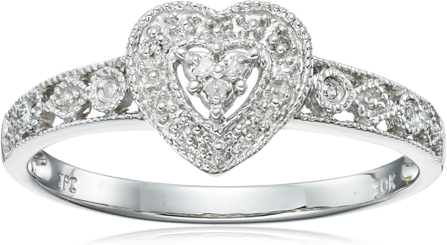 Amazon Collection 10k Gold Diamond Heart Ring (0.04 cttw, I-J Color, I2-I3 Clarity)