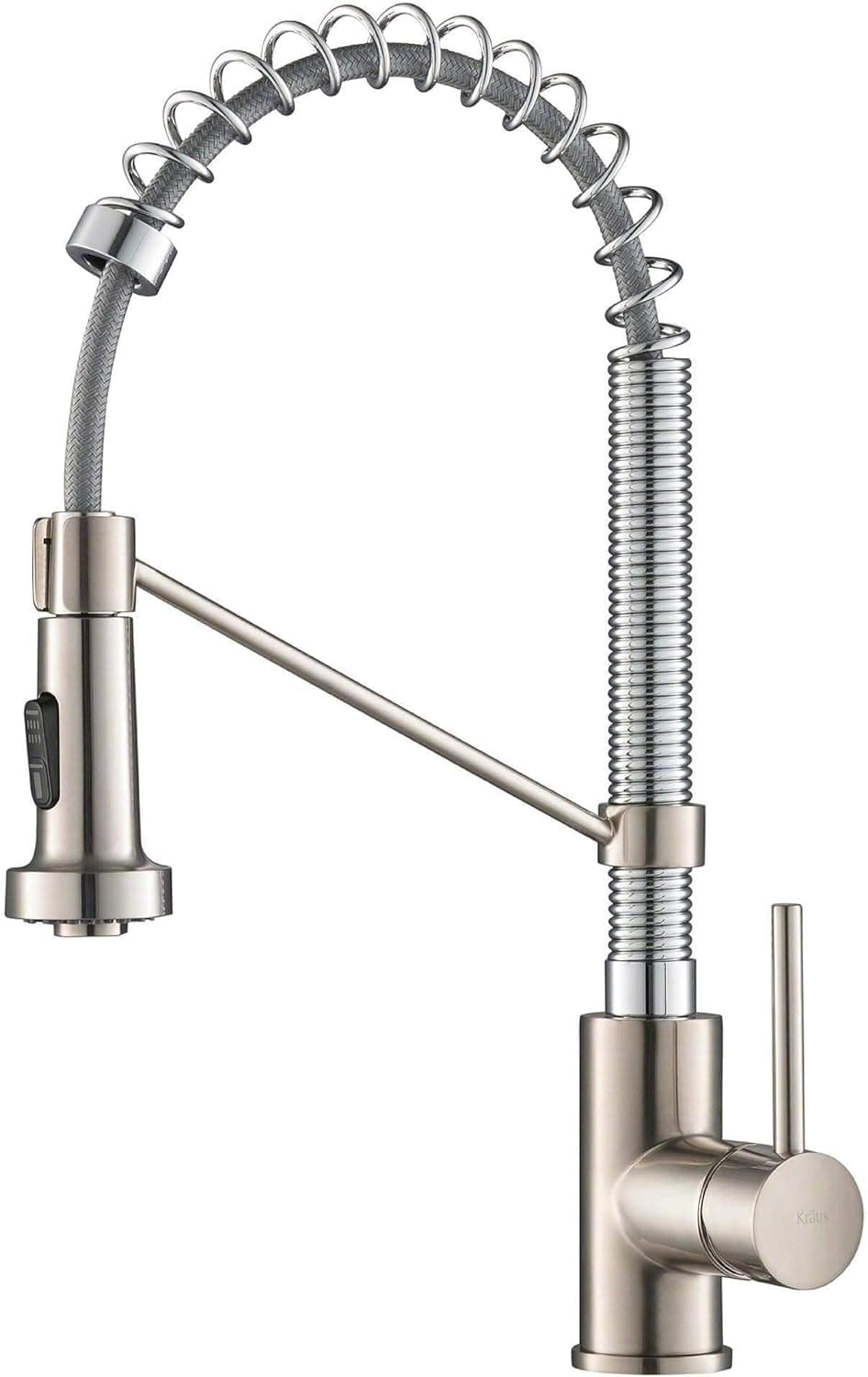 Kraus KPF-1610SSCH Bolden 18-Inch Commercial Kitchen Faucet with Dual Function Pull-Down Sprayhead in All-Brite Finish, Stainless Steel/Chrome