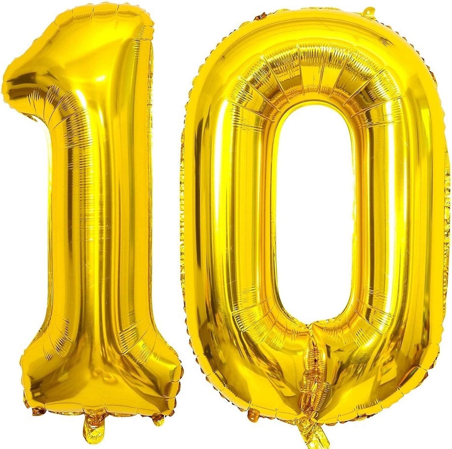 40 Inch Gold 10 Number Balloons Giant Jumbo Huge 10 Foil Mylar Helium Number Digital Balloons Gold Birthday Mylar Digital Balloons 10th Birthday Anniversary Events Party Decorations Supplies